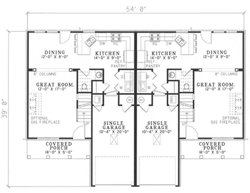 Floor Plan First Story of Multi-Unit Plan #153-1540